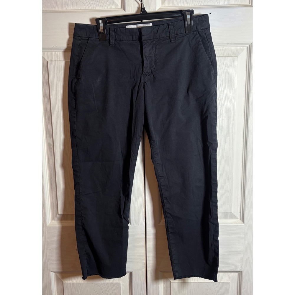 Frank & Eileen Wicklow Cotton Chino Pants Black Raw Hem Size 6